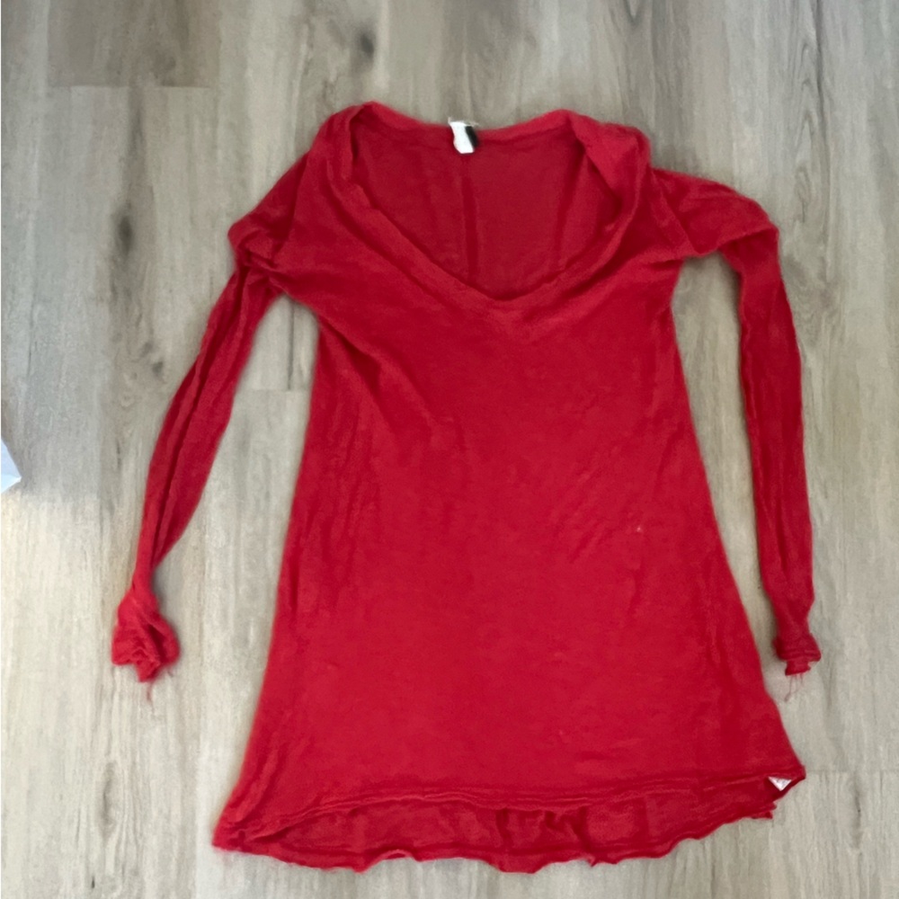 Red Lightweight Long Sleeve Tunic